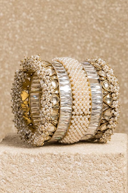 Tarun Tahiliani Pearl Mesh Embellished Kada 