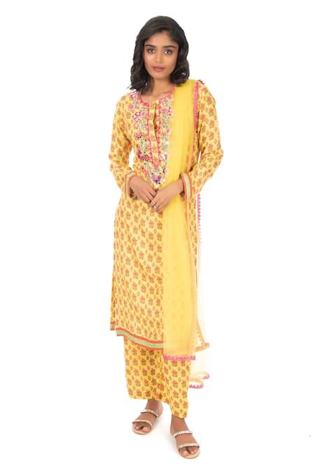 Monisha Jaising Floral Print Kurta Pant Set 