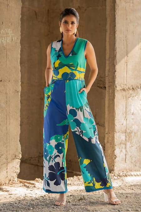 Pooja-Keyur Abstract Paradise Print Jumpsuit 