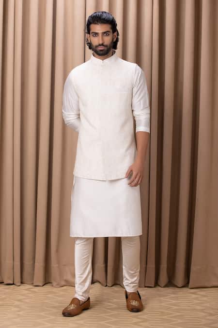 Ankit V Kapoor Ivory Paisley Embroidered Nehru Jacket 