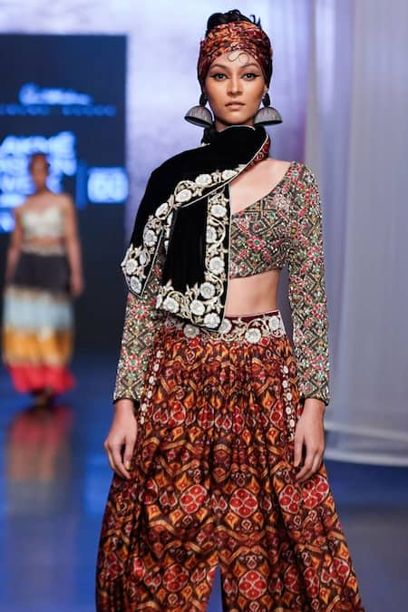 Anand Kabra Printed Sharara Set With Scarf 