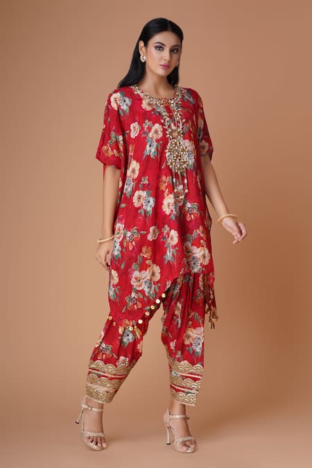 Amani Floral Pattern Fusion Kaftan & Patiala Set 