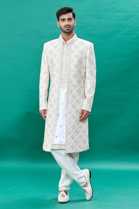 RNG Safawala Embroidered Jacket Sherwani Set For Kids For Kids