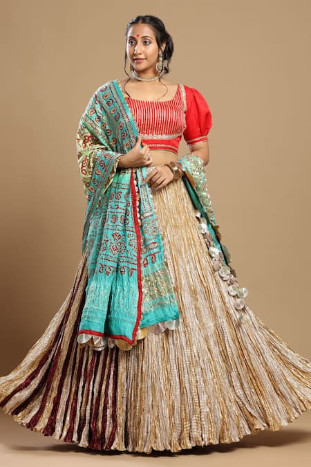 Etasha by Asha Jain Textured Lehenga Set 