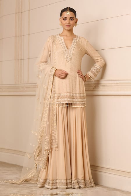 Tarun Tahiliani Hand Embroidered Kurta Sharara Set 