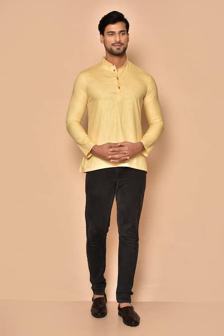 Aryavir Malhotra Full Sleeve Solid Short Kurta 