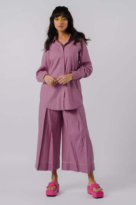 Tussah by Siddhi Shah Solid Shirt & Flared Pant Set 