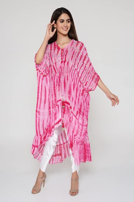 Bha sha Elsa Embroidered Kaftan Dhoti Pant Set 