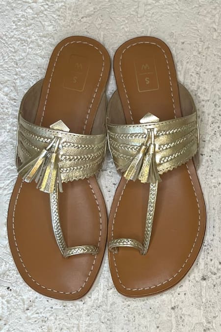 SANDALWALI Sonya Metallic Kolhapuri Heels 