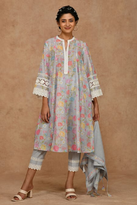 Ekavira A-Line Kalidar Printed Kurta Set 