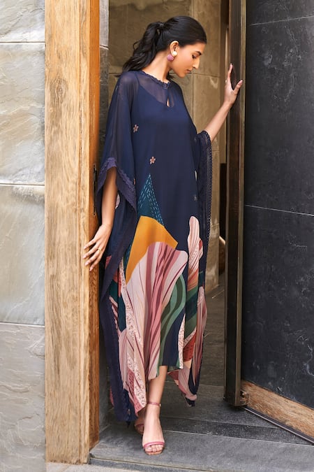 Varun Bahl Abstract Pattern Long Georgette Kaftan 