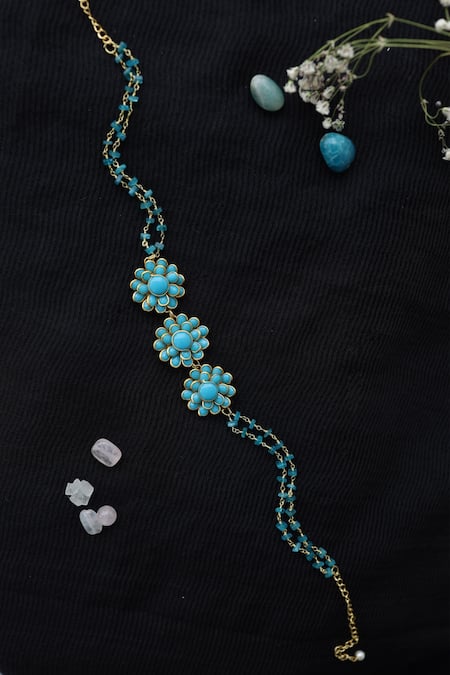 Do Taara Blue Patchi Choker Necklace