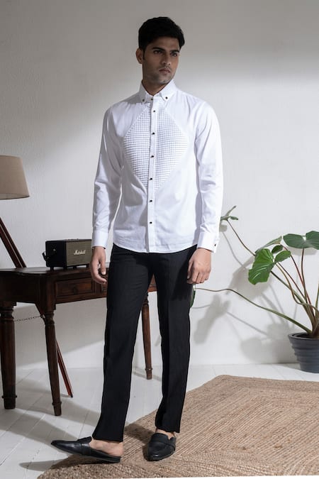 Abkasa Diamond Pintuck Shirt 