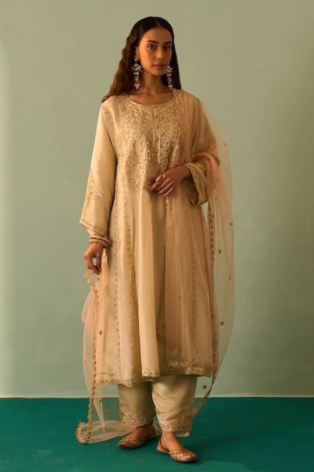 Angad Singh Zardozi Embroidered Choga Salwar Set 