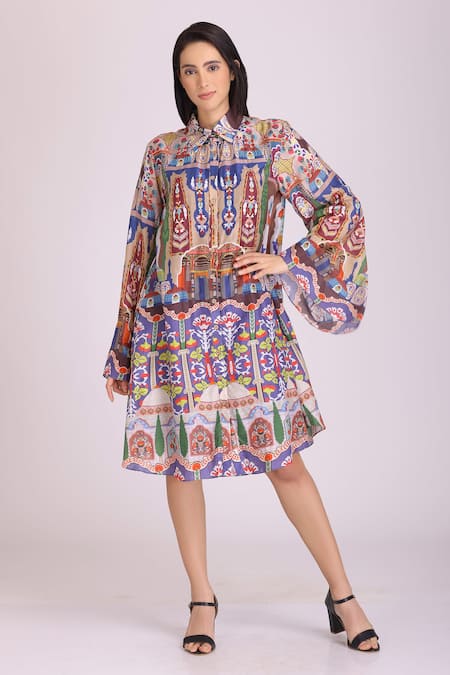 Alpona Designs By Soham Acharya Palace Print Shirt Dress 