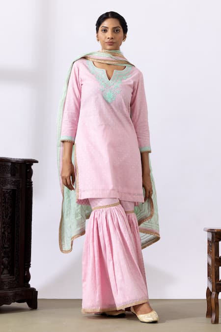 Abbaran Embroidered Kurta Gharara Set 