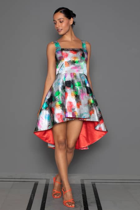 XSCAPE Women's Floral-Print Halter High-Low Dress - Macy's