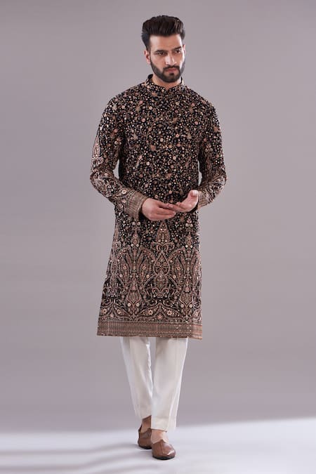 Kasbah Intricate Floral Vine Thread Embroidered Kurta 