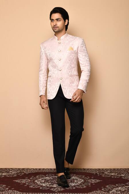 Nazaakat by Samara Singh Pink  Silk Floral Full Sleeved Set