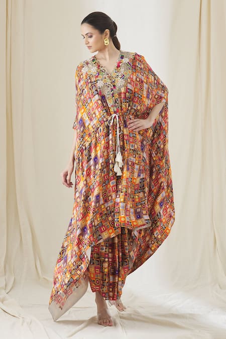Buy Printed Black Chiffon Cape with a Dress Set by Designer ANAMIKA KHANNA  Online at Ogaan.com