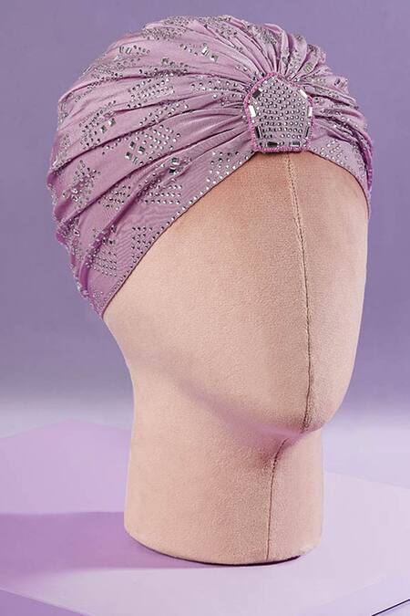 Buy Hair Drama CO Purple Rhinestones Embellished Lycra Turban Online at Aza Fashions Buy_Hair Drama CO_Purple Rhinestones Embellished Lycra Turban_Online_at_Aza_Fashions