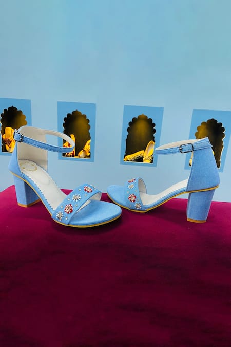 Buy Blue Embellished Spring Stone Heels by Sana K luxurious Footwear Online  at Aza Fashions.