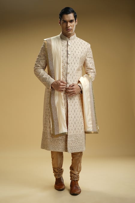 Kommal Sood Sequin & Flower Embroidered Sherwani Set 