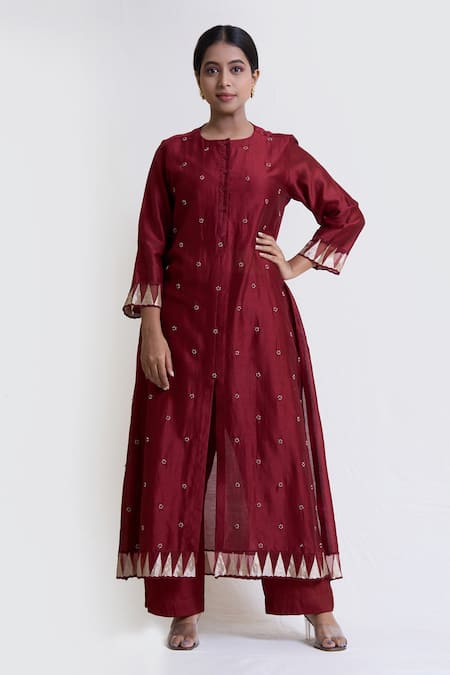 Brij Chanderi Silk A-Line Kurta & Pant Set 