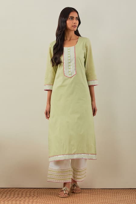 The Indian Cause Rozana Placket Embroidered Straight Kurta 