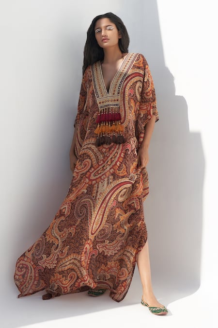 Nadima Saqib Paisley & Mandala Print Kaftan 