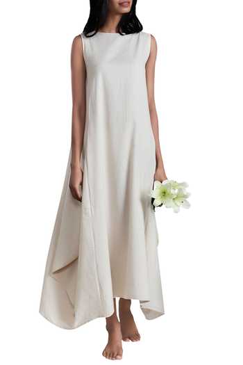 Buy MATI Off White Handloom Cotton Dress at Aza Fashions Buy_MATI_Off White Handloom Cotton Dress_at_Aza_Fashions