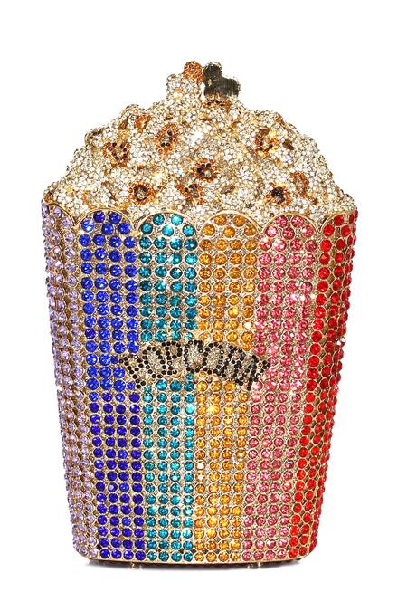 Crystal Craft Multi Color Embellished Peppy Popcorn Crystal Clutch
