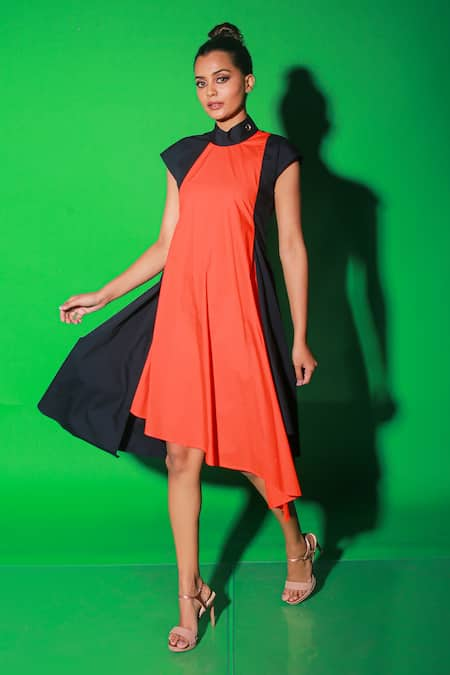 Echke Asymmetric Colour Block Dress 