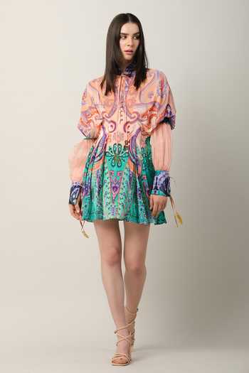 Limerick By Abirr N' Nanki Abstract Floral Pattern Draped Dress 