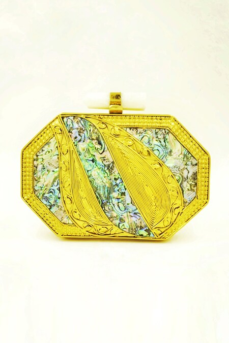 Multicolor Handmade Designer Handcrafted Brass Mother of Pearl Clutch Bag  at Rs 2200 in New Delhi