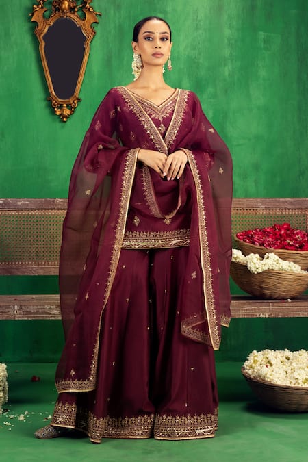 Jigar Mali Dori Embroidered Kurta Sharara Set 