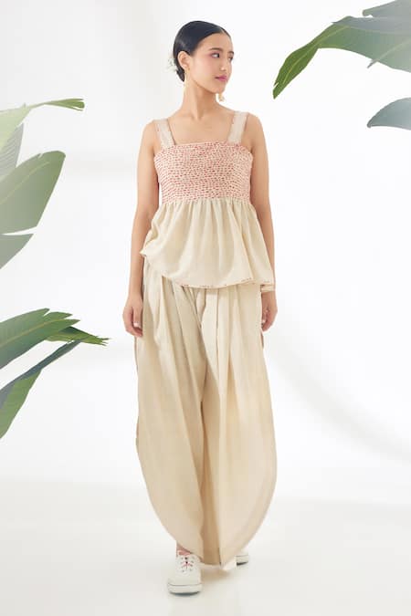 Double Pleated Cotton Trousers Taupe  BENEVENTO