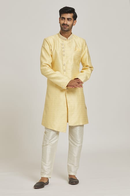 Samyukta Singhania Floral Pattern Overlap Sherwani Set 