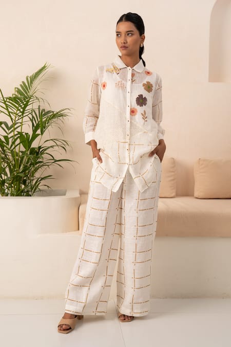 Arcvsh by Pallavi Singh Chequered Pattern Shirt With Pant 