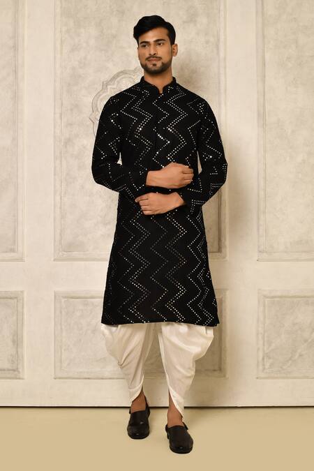 Naintara Bajaj Black Kurta Georgette Embroidered Chevron And Patiala Set 