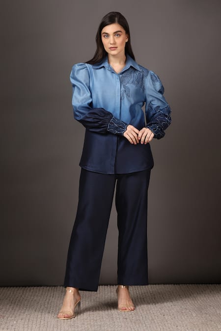 Sakshi Khetterpal Puff Sleeved Shirt & Bell Bottom Pant Set 