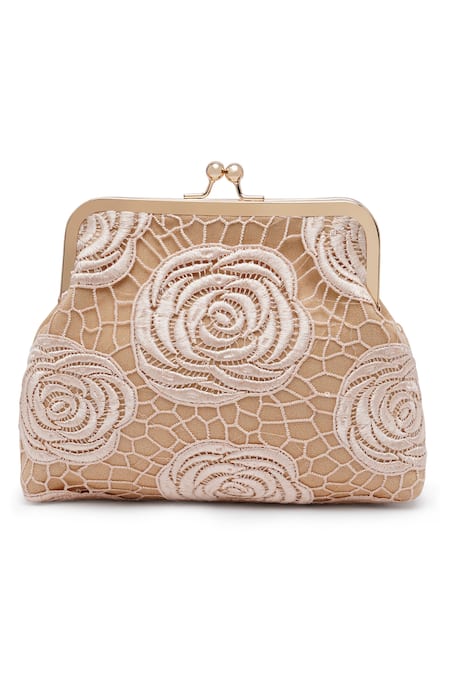 Richa Gupta Floral Lace Embroidered Clutch With Sling 