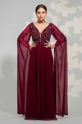 Tamaraa By Tahani Hand Embroidered Crystal Jumpsuit 