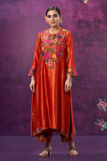 Label Niti Bothra Floral Applique Kurta And Palazzo Set 