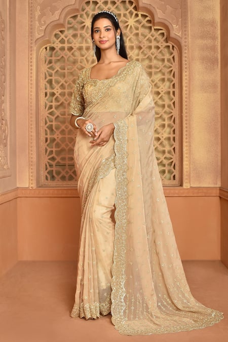 Kalighata Margrette Organza Embroidered Saree With Blouse 