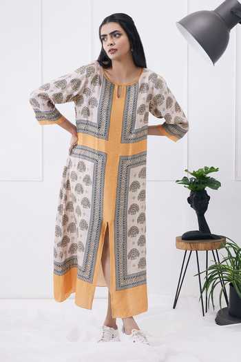 Soup By Sougat Paul Floral Print Satin Boxy Maxi Dress 