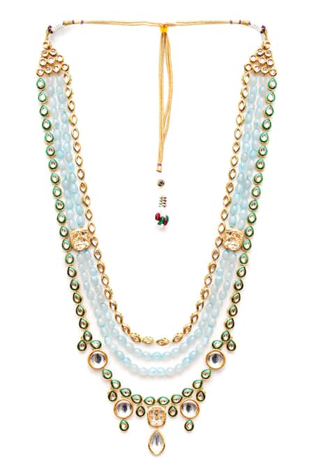 Ruby Raang Bead & Kundan Embellished Necklace 