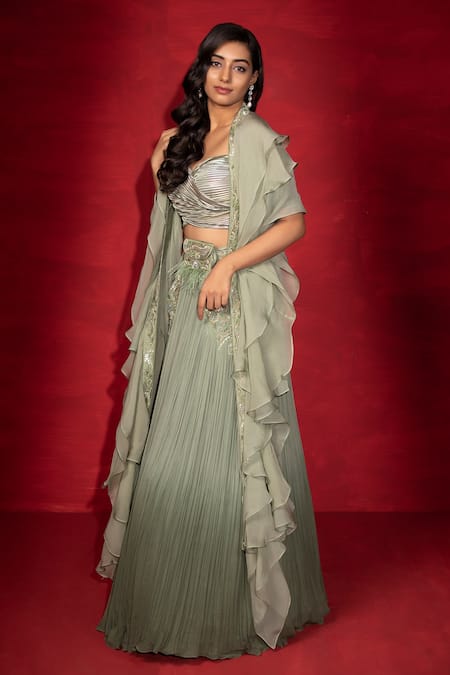 Miku Kumar Ombre Pleated Lehenga Set 