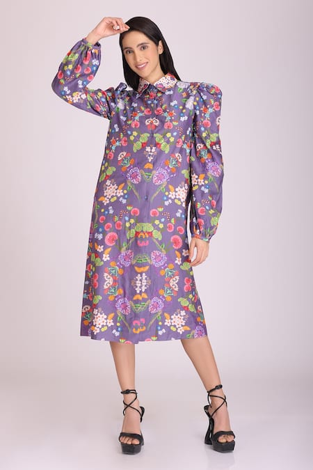 Alpona Designs By Soham Acharya Puff Sleeve Jacket Dress 