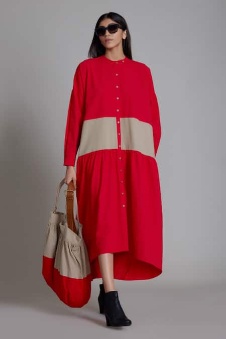 MATI Cotton Band Collar Dress 